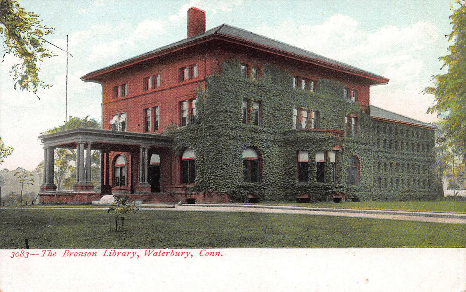 The Bronson Library, Waterbury, Connecticut, Very Early Postcard, Unused