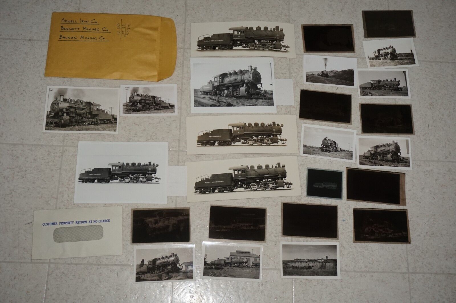Locomotive Photos Negatives Mine Mining Builder Cards Orwell Iron Bennett Balkan