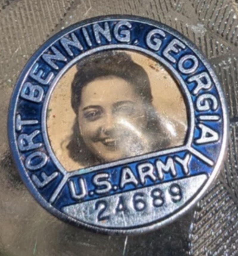Vintage US Army Fort Benning Photo ID Badge Pin