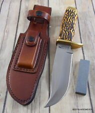 SCHRADE UNCLE HENRY LARGE PRO HUNTER FIXED BLADE KNIFE LEATHER SHEATH  picture