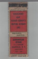 1930s Matchbook Cover Diamond Quality Arrowhead Store Granville, NY picture