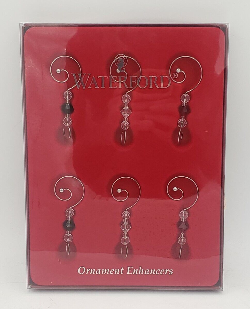 Set of 6 - Waterford Crystal Ornament Enhancers Christmas New w/ Box #136392 NEW