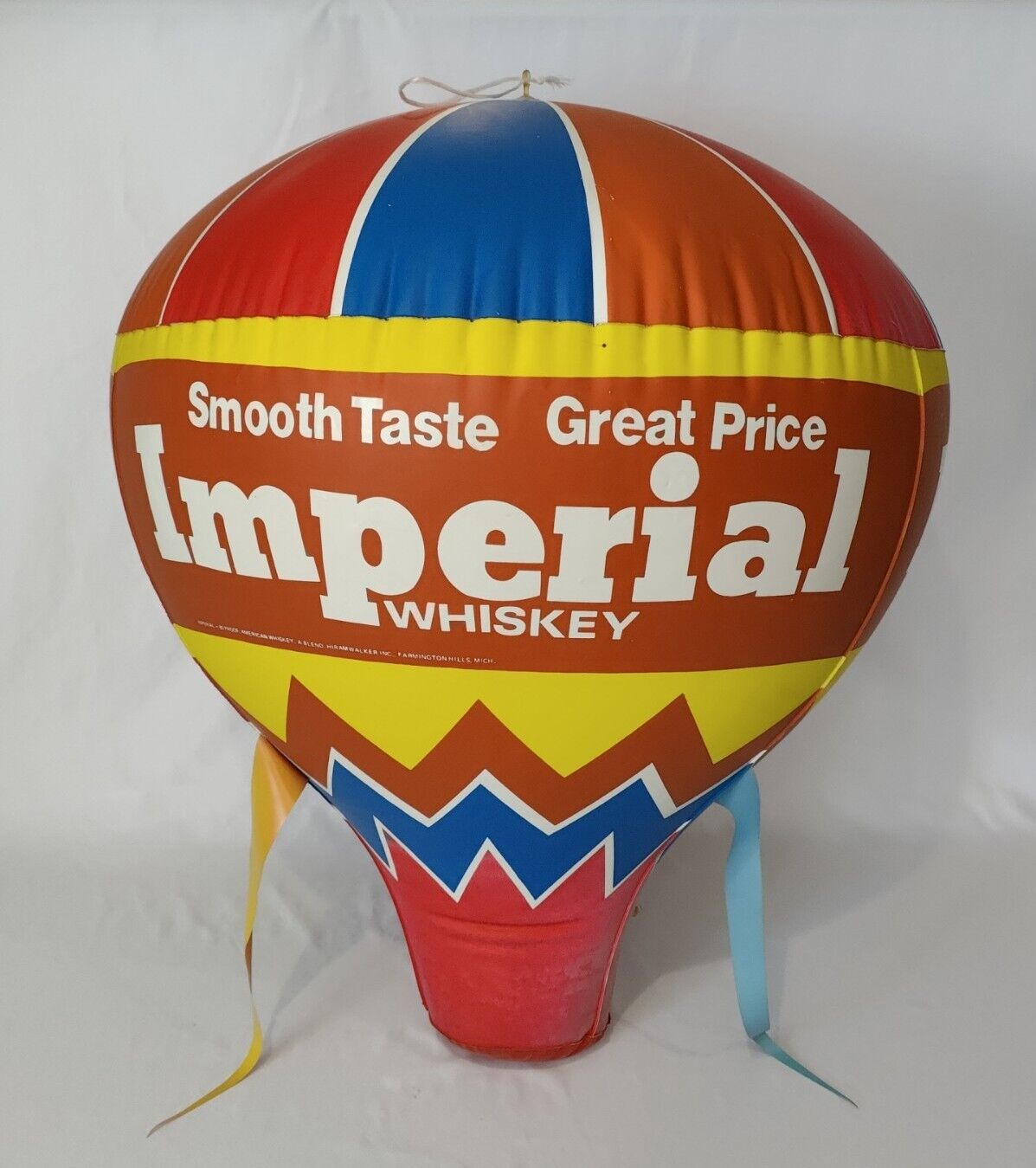 Hiram Walker IMPERIAL WHISKEY Hot Air Balloon Bar Pub Sign Vintage ~24\