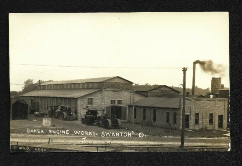 US Vintage RPPC Postcard Swanton Ohio Baker Engine Works Unmarked |