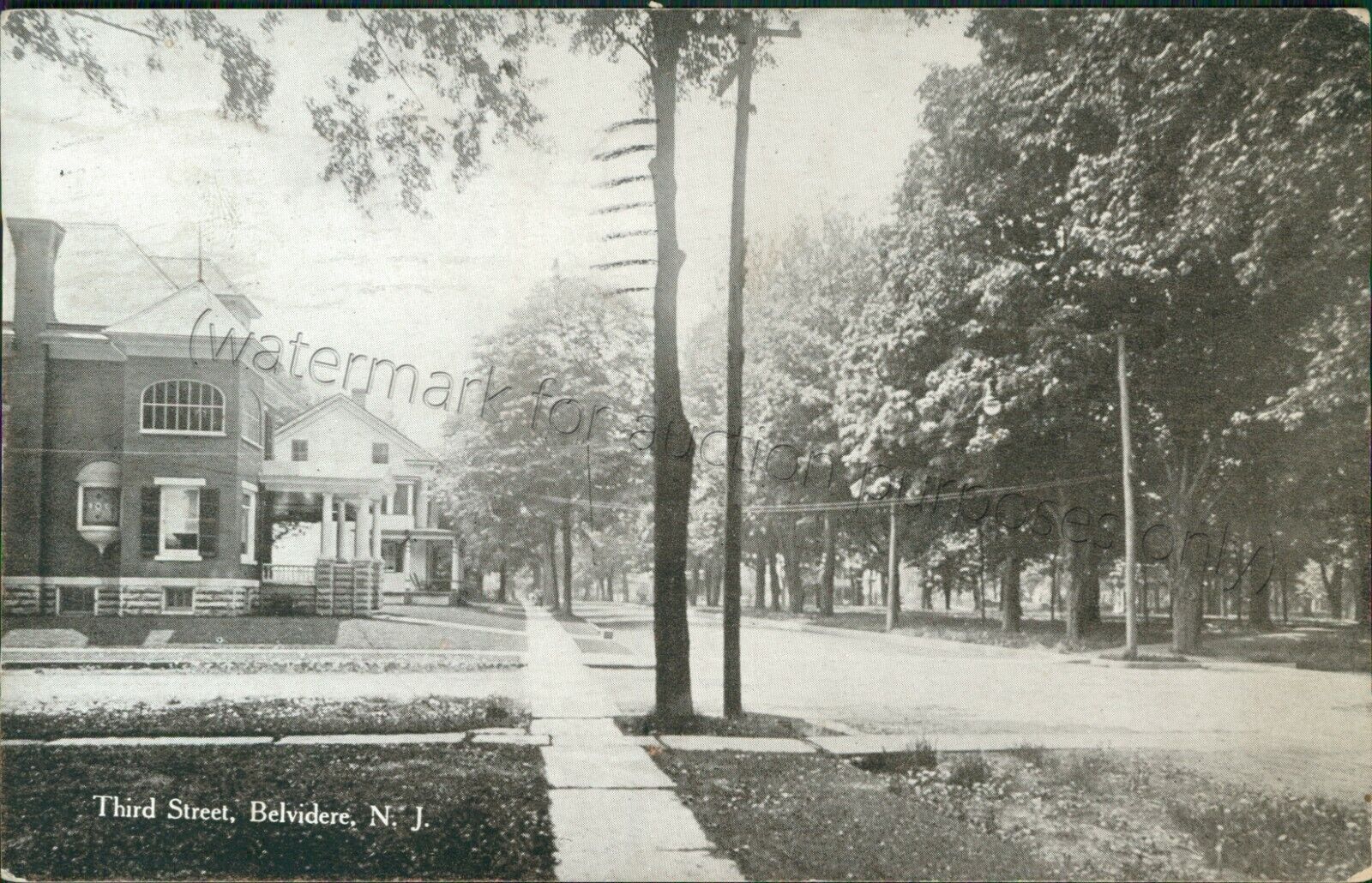 Belvidere, New Jersey - view of Third Street 1911 - vtg Warren Co, NJ Postcard