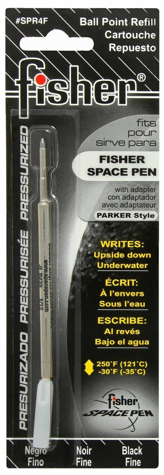 Fisher Space Pen Refill SPR4F Pressurized Cartridge Black Ink Fine Point Genuine