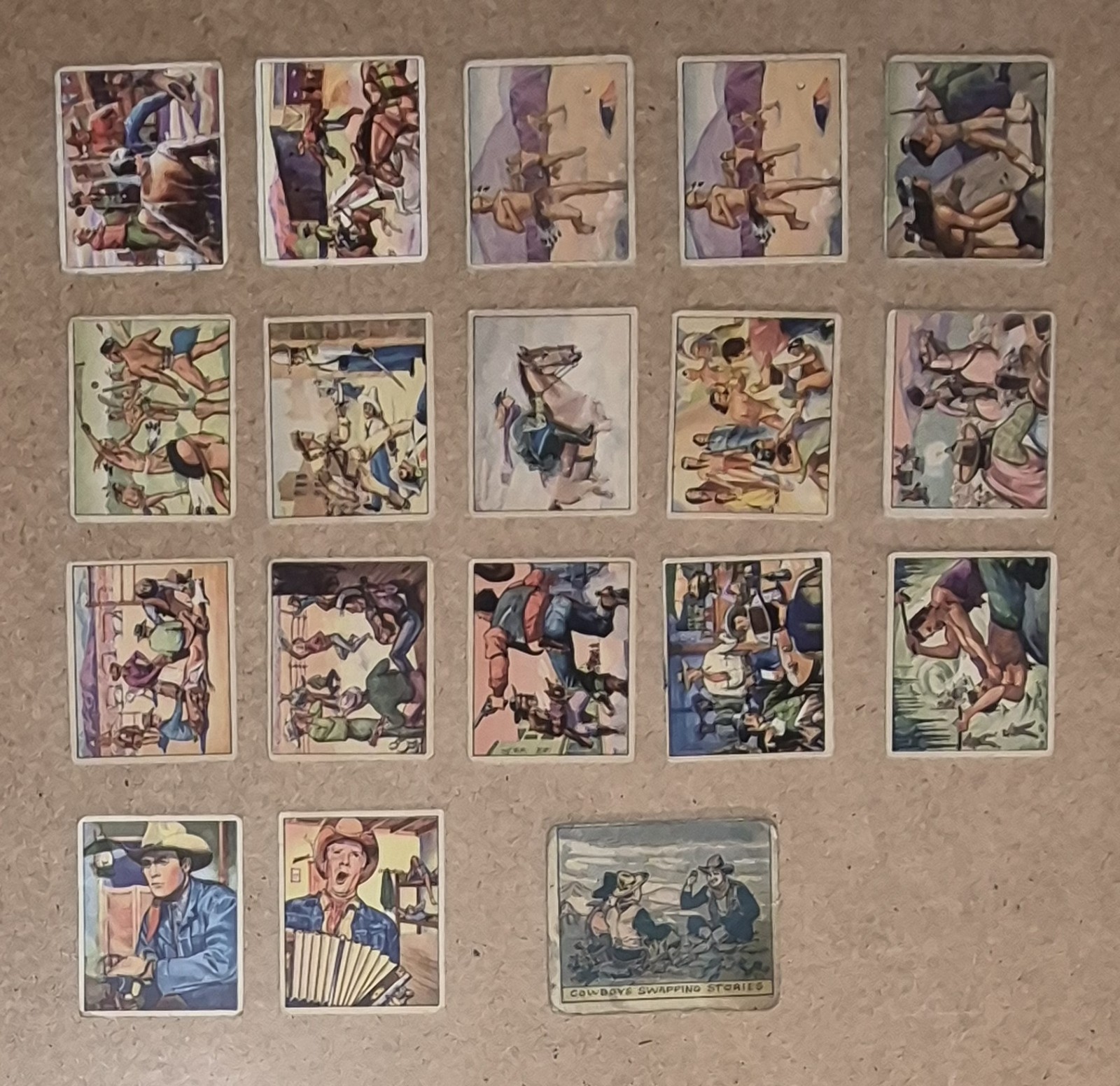 1949 Bowman Wild West Vintage 18 Trading Card Lot & 1930s R130 Cowboys Swapping 