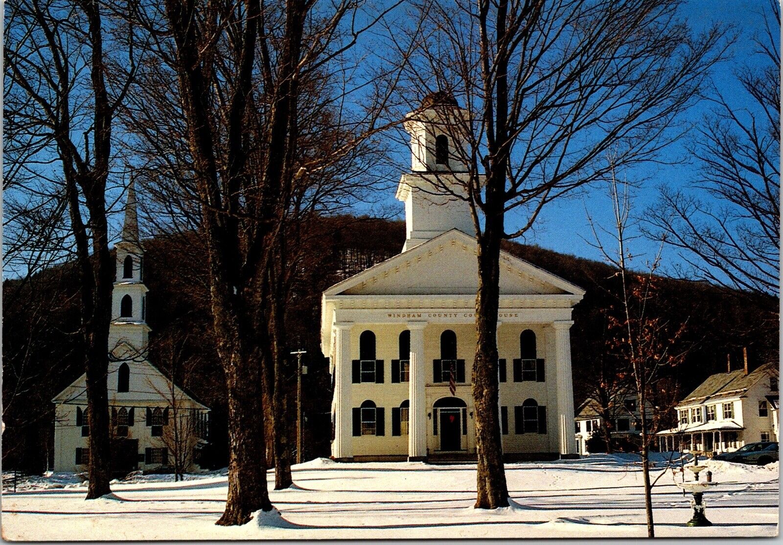 Newfane Vermont Famous Windham County Courthouse Church Chrome Postcard UNP