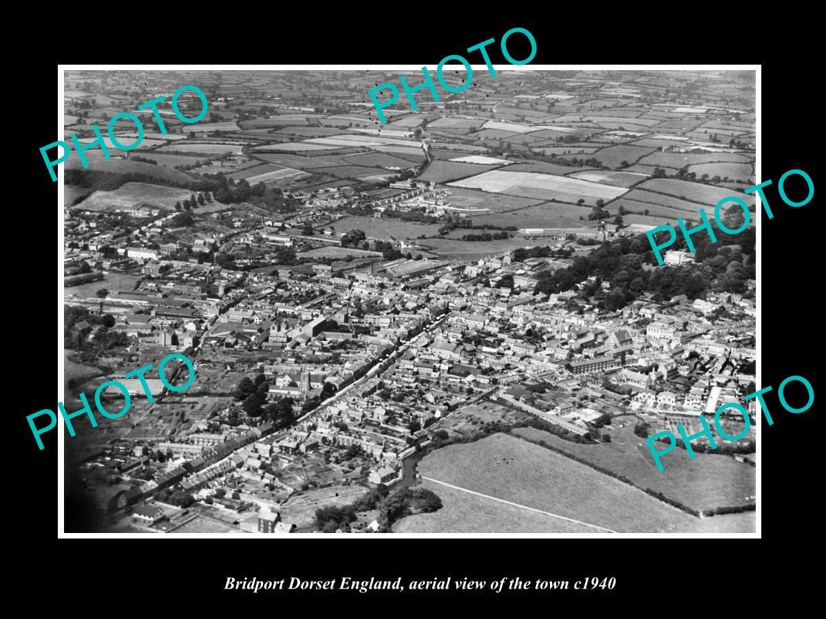 OLD 8x6 HISTORIC PHOTO OF BRIDPORT DORSET ENGLAND TOWN AERIAL VIEW c1940 1