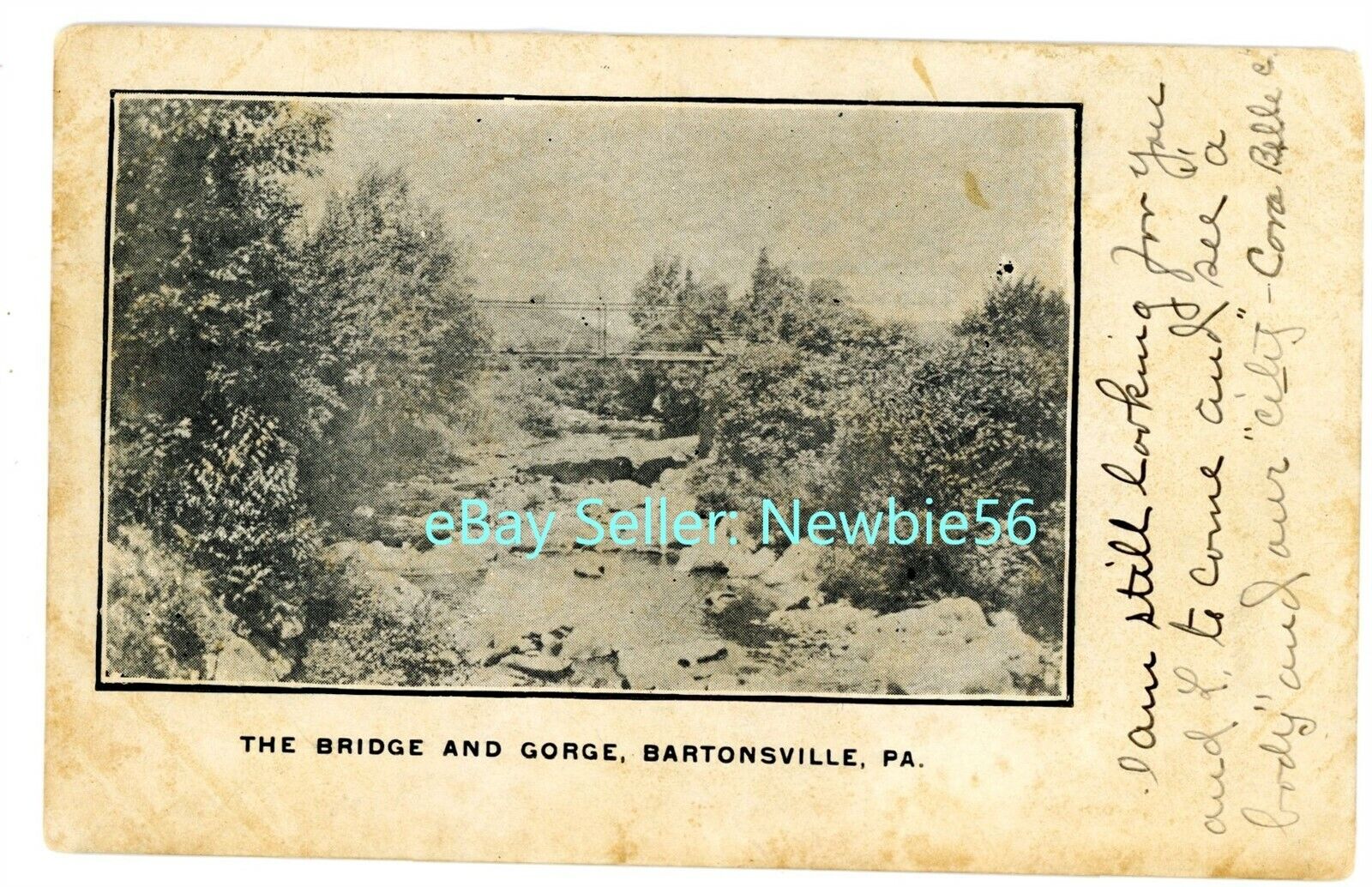 Bartonsville PA - THE BRIDGE & THE GORGE - Postcard Poconos near Stroudsburg