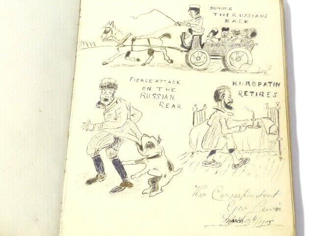 Russo Japanese War Correspondent Willmott Harsant Lewis 1905 Sketch & Signature