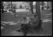 Photo:Vergennes Vermont 1940 Conversation on the Common men on bench FSA picture