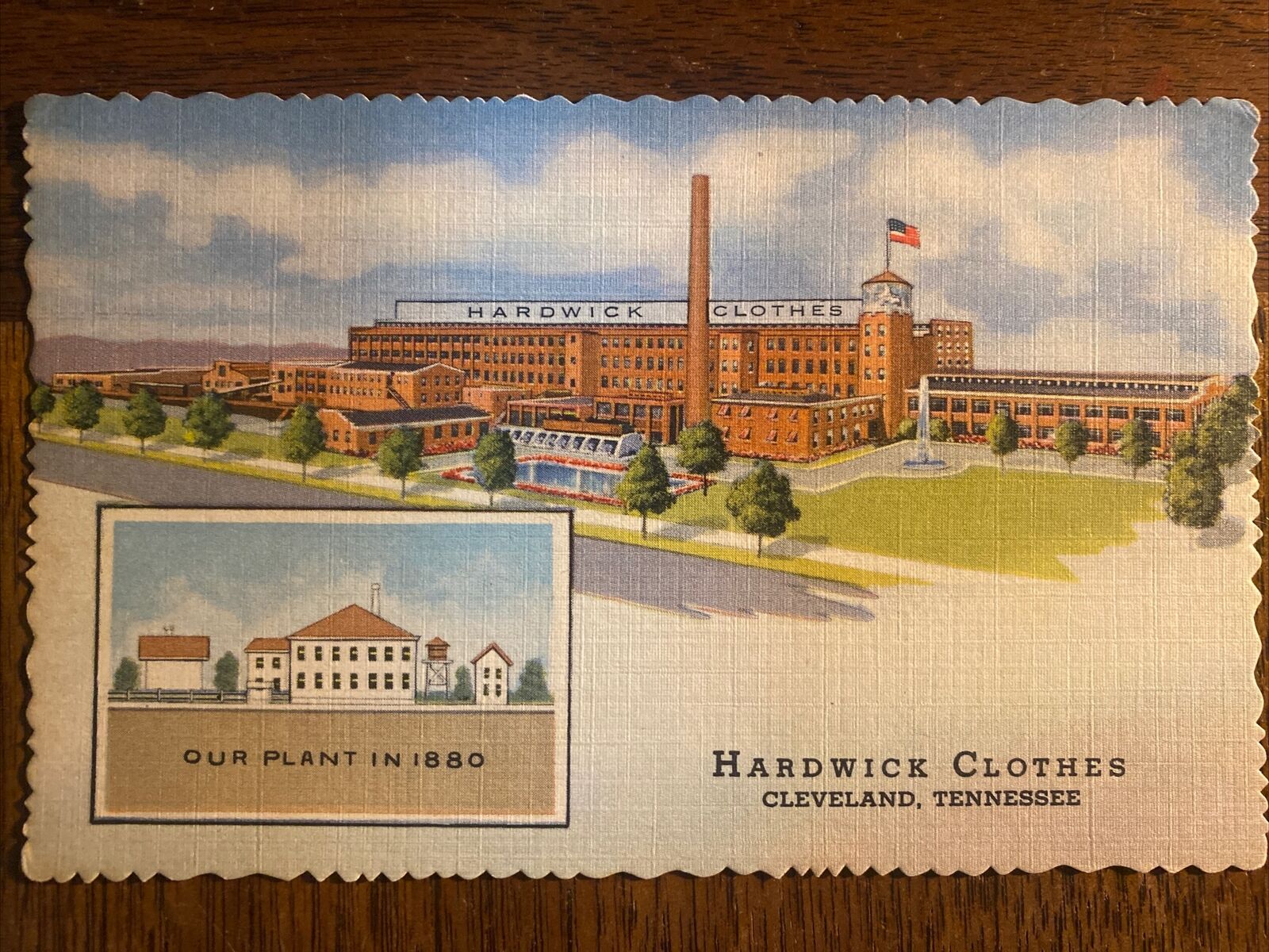 J77/ Cleveland Tennessee Postcard Linen Interior Hardwick Woolen Mill 290