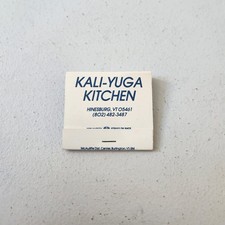 Kali-Yuga Kitchen Hinesburg, VT Vintage Matchbook Full White Blue picture
