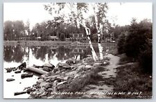 Marshfield Wisconsin~Wildwood Park View Along Water~Birch Tree~1940s RPPC picture
