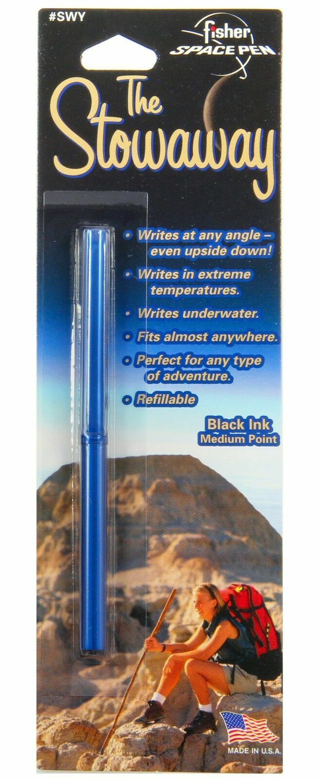 Fisher Space Stowaway Ballpoint Pen, Blue, Sealed Pack