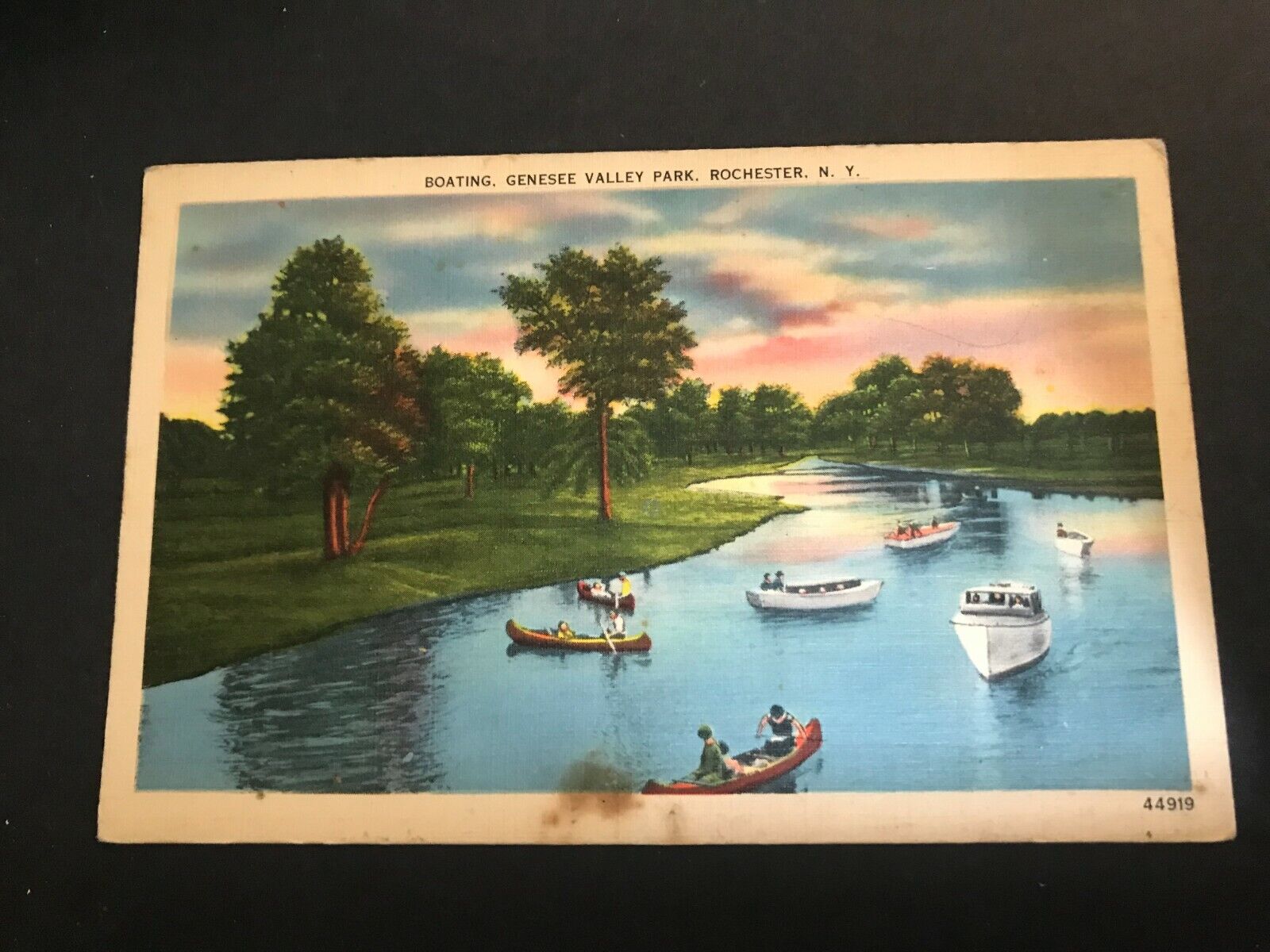 Boating Genesee Valley Park Rochester New York NY Postcard