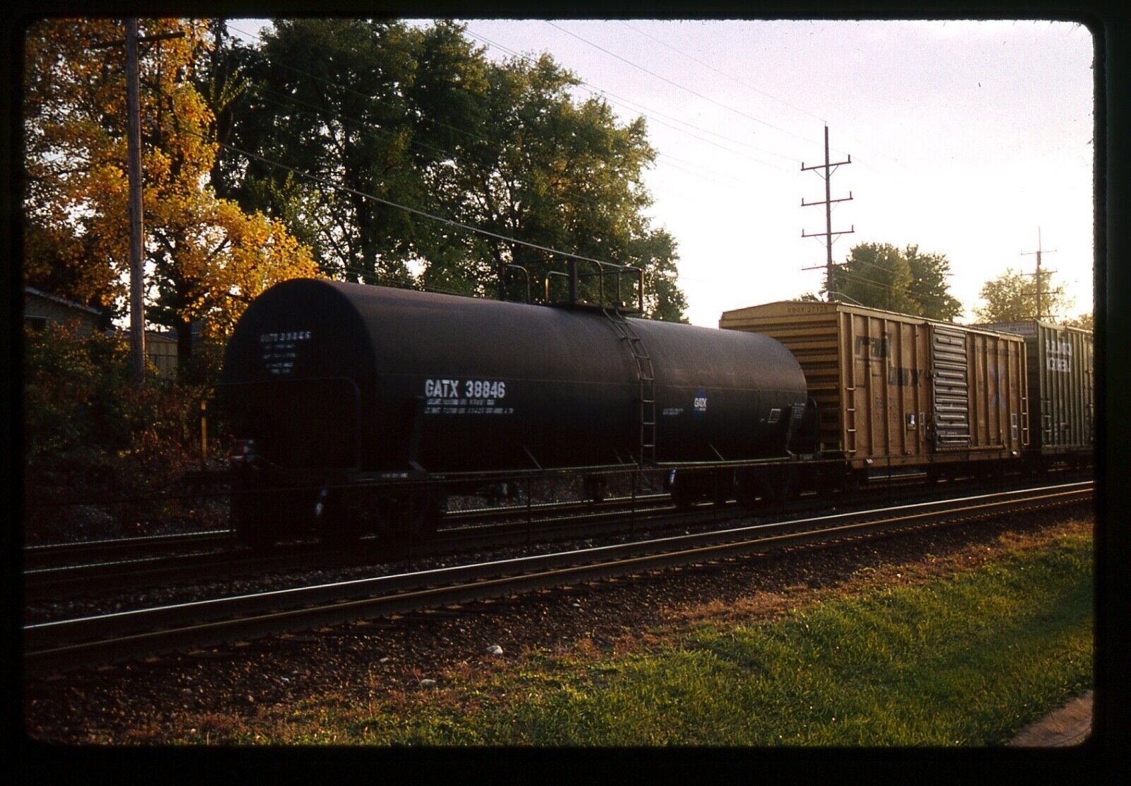 Railroad Slide - GATX #38846 Tank Car 1991 Clarendon Hills IL Freight Train