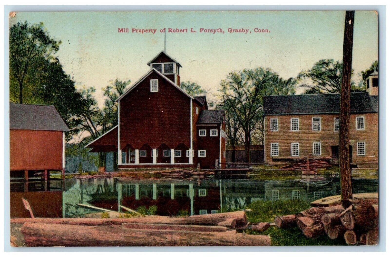 1910 Mill Property Of Robert L. Forsyth Granby Connecticut CT Antique Postcard