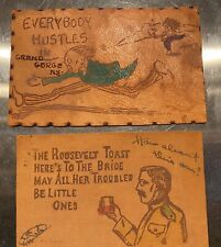 ANTIQUE LEATHER POSTCARDS- (1906) Teddy Roosevelt-Stamford, NY**Grand Gorge, NY picture