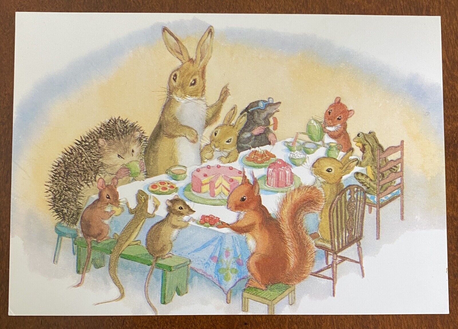 Vintage Art Postcard, MOLLY BRETT, ‘Tea Party’, BIRTHDAY, Animals,Medici Society