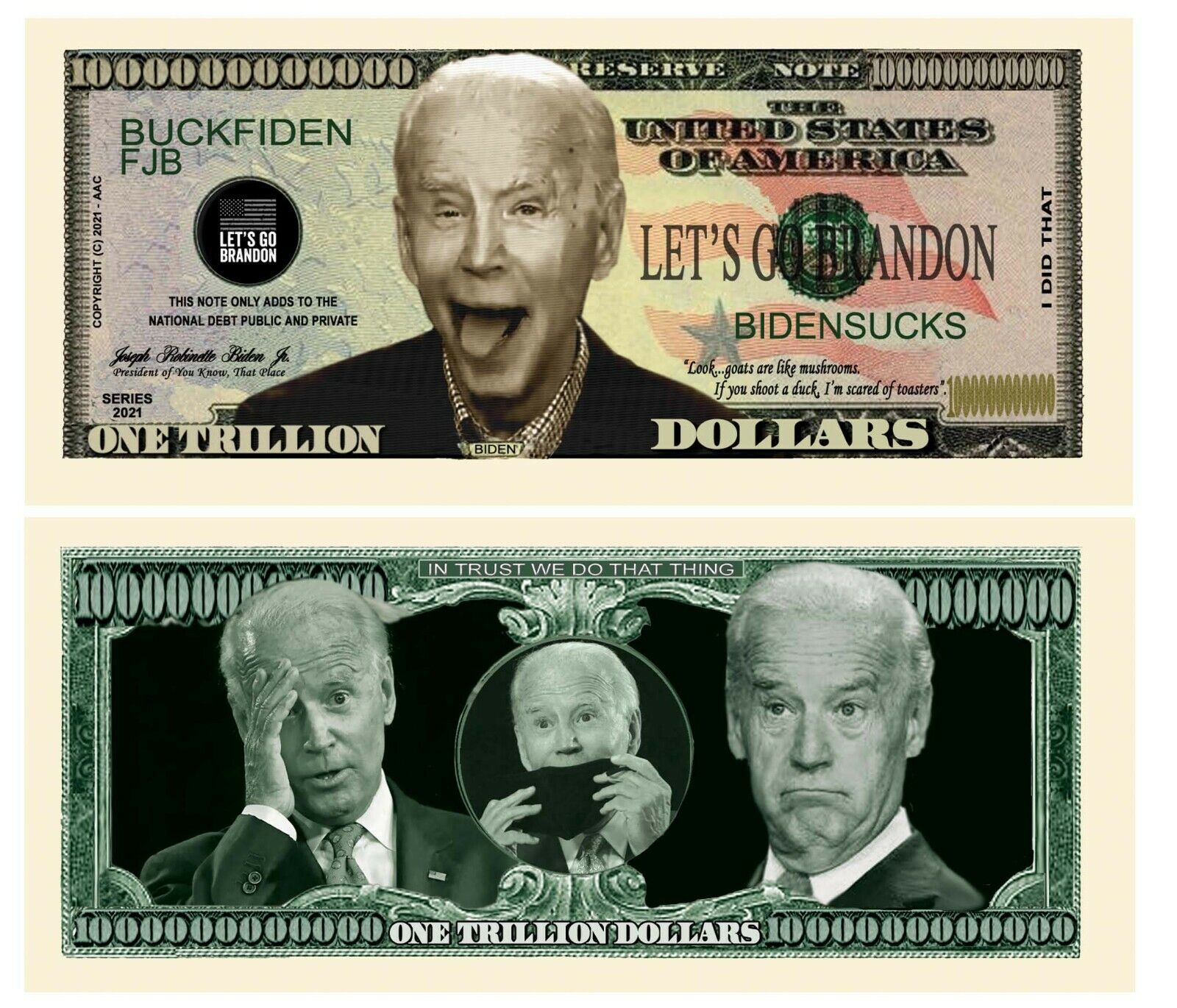 Joe Biden Sucks FJB Let's Go Brandon MAGA Novelty Funny Money with Holder