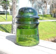 NICE OLIVE GREEN CD 121 BROOKFIELD TOLL STYLE GLASS INSULATOR picture
