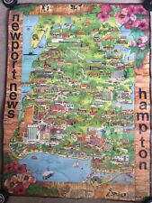 1974 Graphic Advertising Poster Map Hampton Newport News Virginia by Archar  picture