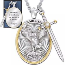 Catholic Patron The Archangel St. Michael Pendant Necklace with sword picture