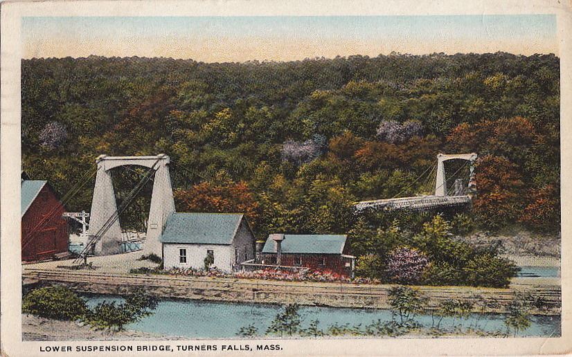Postcard Lower Suspension Bridge Turners Falls MA