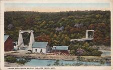 Postcard Lower Suspension Bridge Turners Falls MA picture