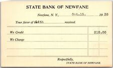 1938 Bank Credit Receipt Issued by the State Bank of Newfane New York, Postcard picture
