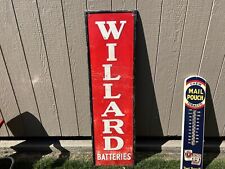 Vintage 1950s Willard Battery Sign Original Vertical Metal Sign. 5’ Tall 16.5 W picture