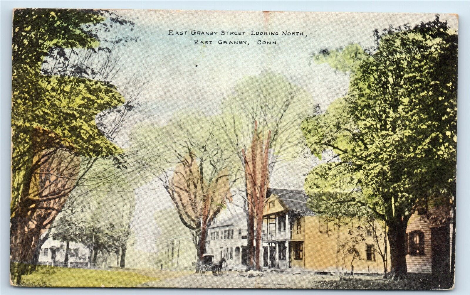 Postcard East Granby Street looking North, East Granby, Connecticut H153