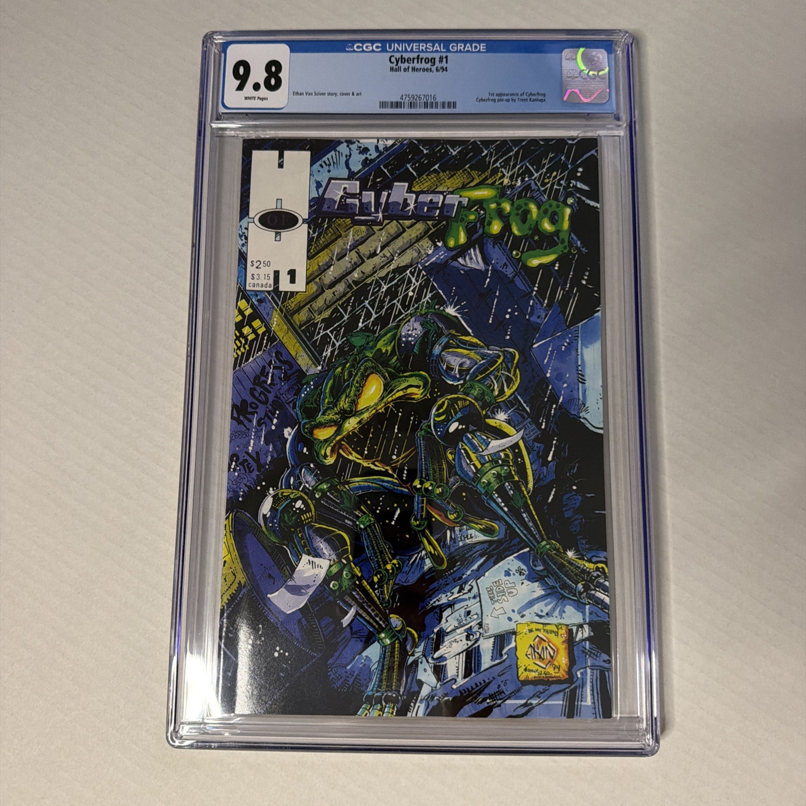 Cyberfrog #1 CGC 9.8 (1994) Hall of Heroes 1 Ethan Van Sciver / White Pages Cyberfrog #1 CGC 9.8 (1994) Hall of Heroes 1 Ethan Van Sciver / White Pages