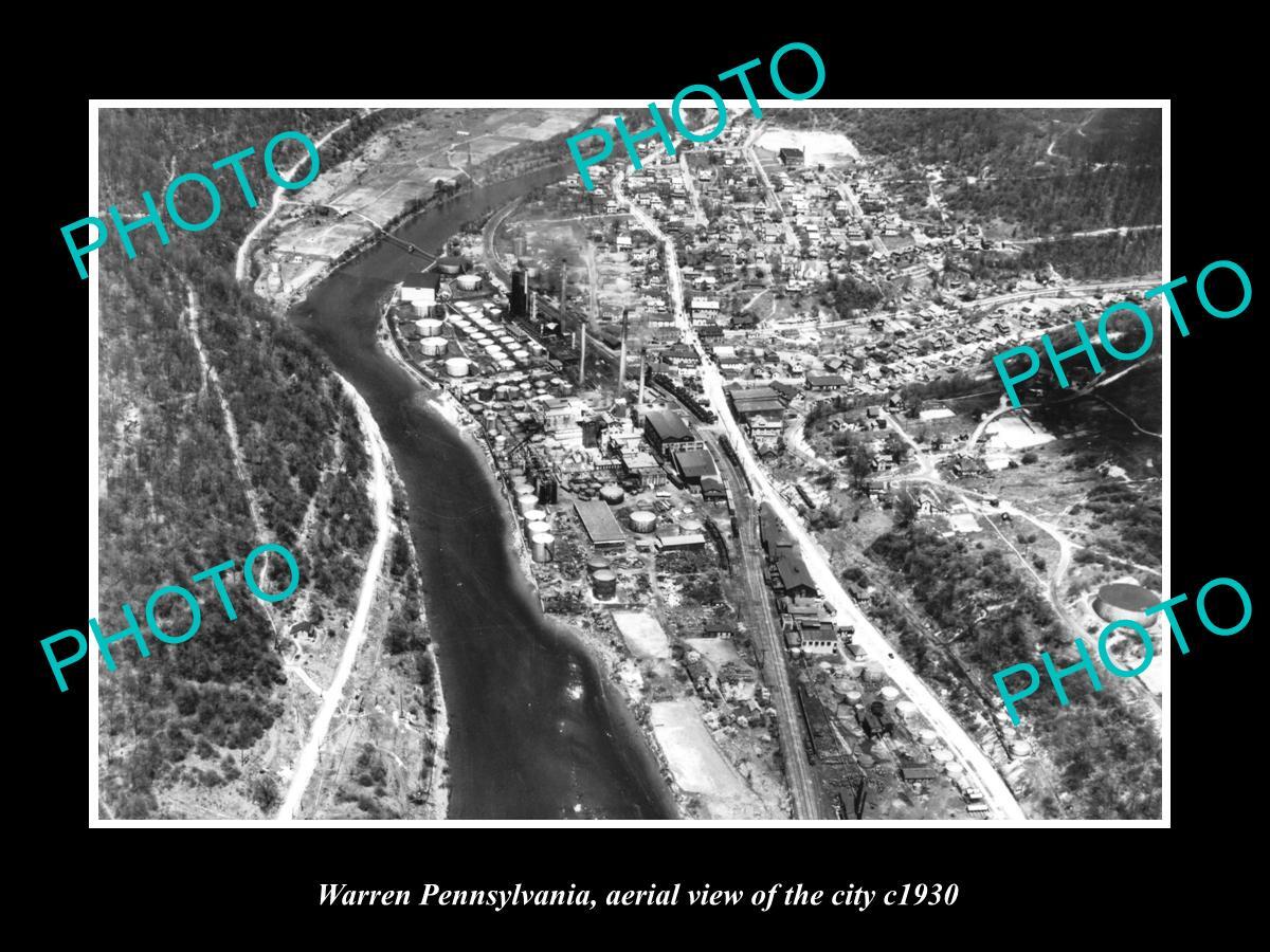OLD LARGE HISTORIC PHOTO OF WARREN PENNSYLVANIA AERIAL VIEW OF THE CITY c1930 OLD LARGE HISTORIC PHOTO OF WARREN PENNSYLVANIA AERIAL VIEW OF THE CITY c1930