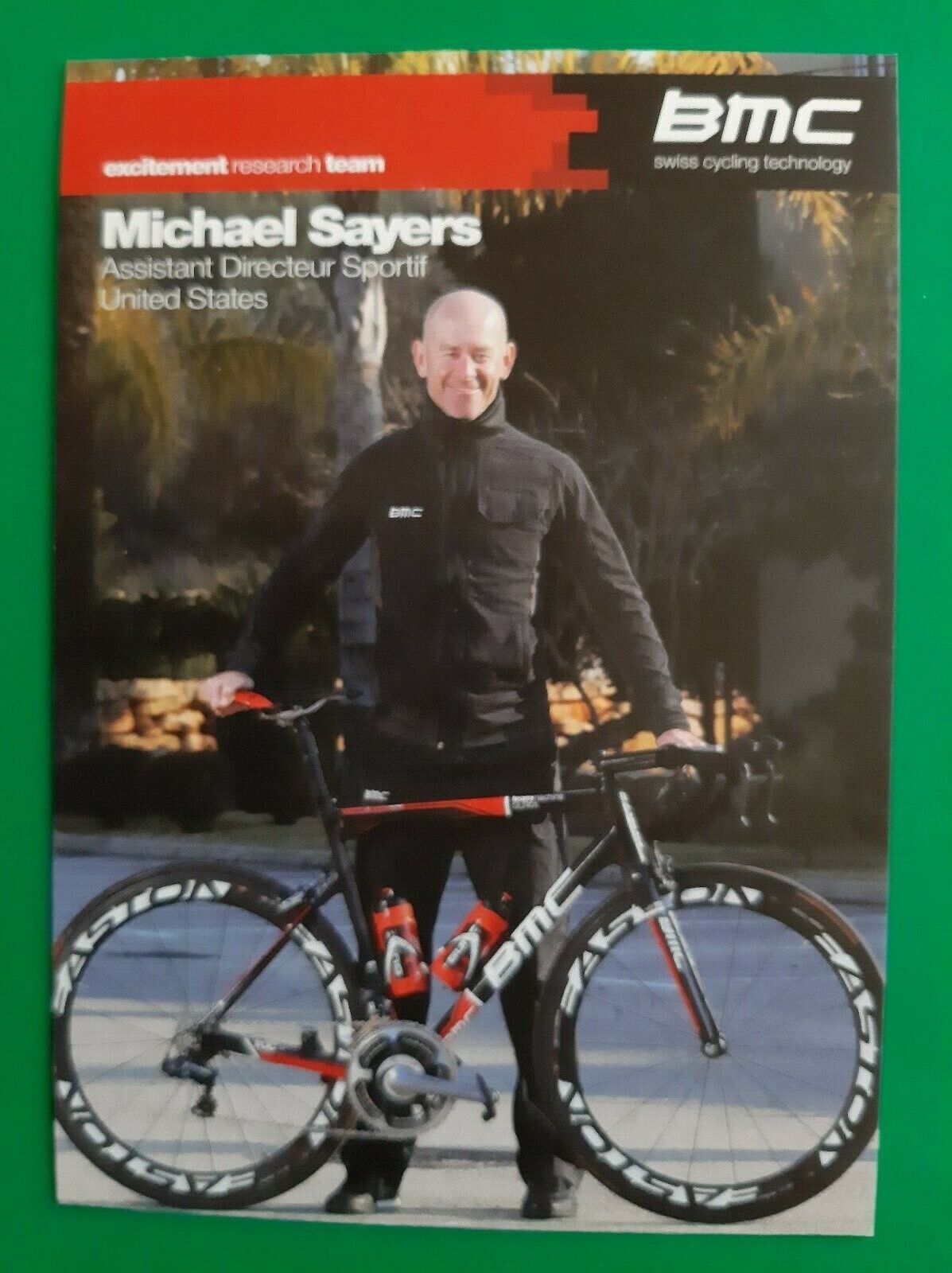 CYCLISME carte assistant directeur sportif MICHAEL SAYERS équipe BMC 2012