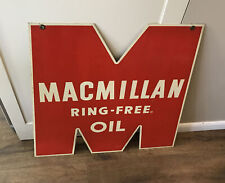 MACMILLAN RING FREE OIL 1940's Vintage Original Tin Metal DS DIECUT SIGN NICE picture