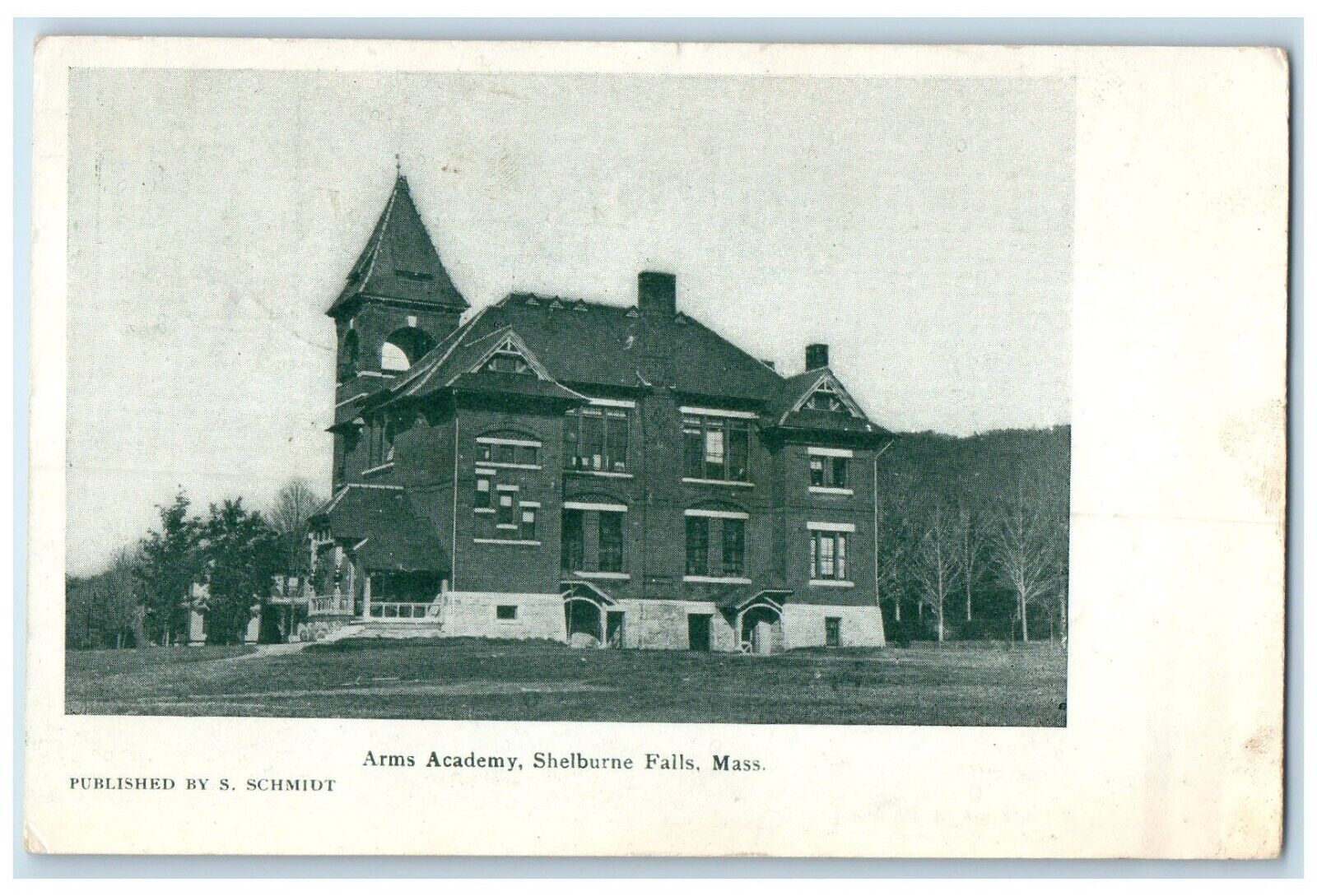 1906 Arms Academy Building Shelburne Falls Massachusetts MA Antique Postcard