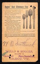 Cabot, VT Wells & Rogers General Merchandise Free Silverware Punch Card c1920-30 picture