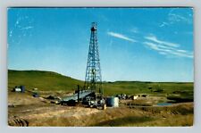 Williston Basin MT, Oil Drilling Rigs Chrome Montana c1953 Postcard picture