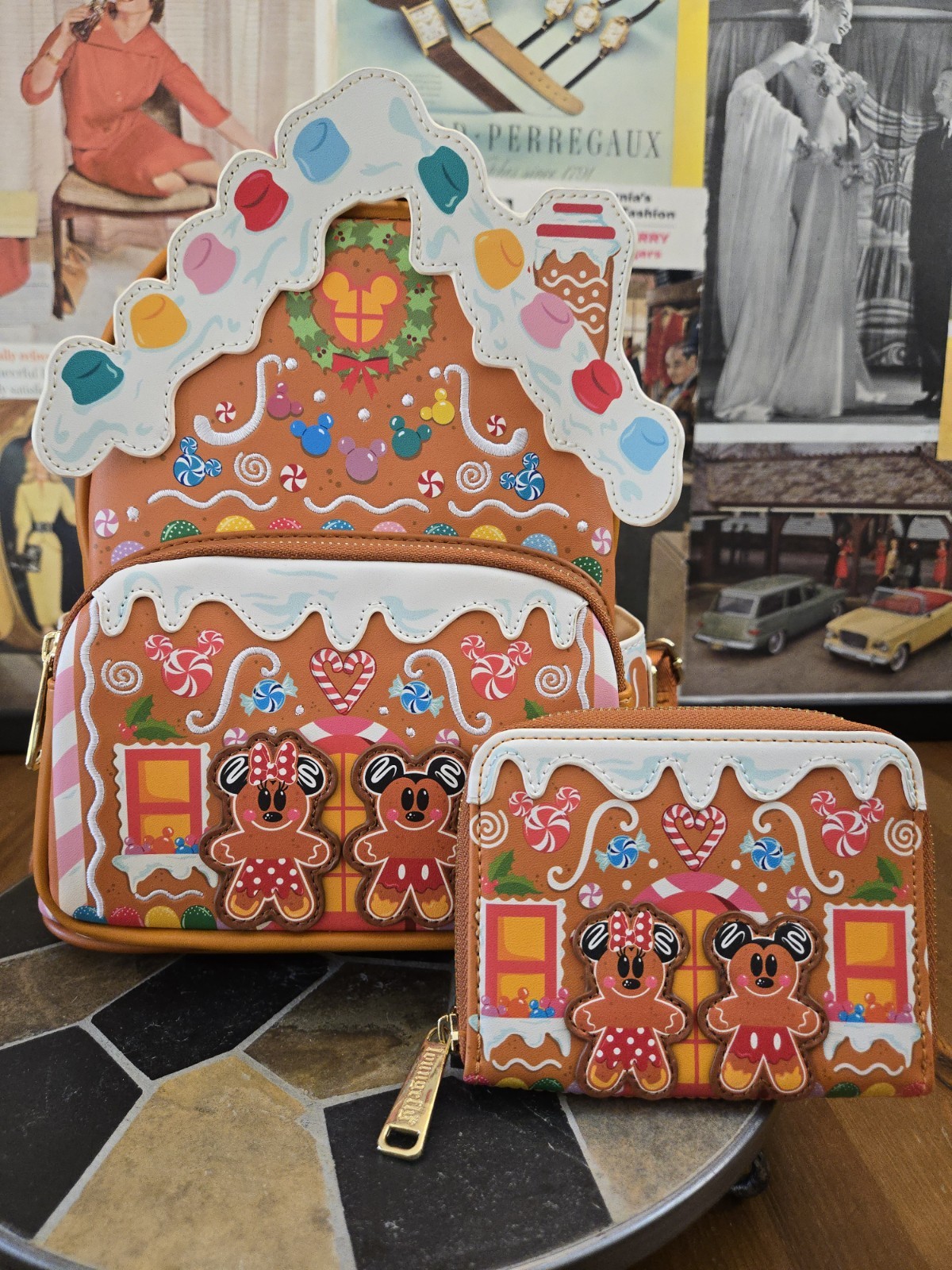 Loungefly Disney Mickey/Minnie Gingerbread House Backpack with Matching Wallet Loungefly Disney Mickey/Minnie Gingerbread House Backpack with Matching Wallet