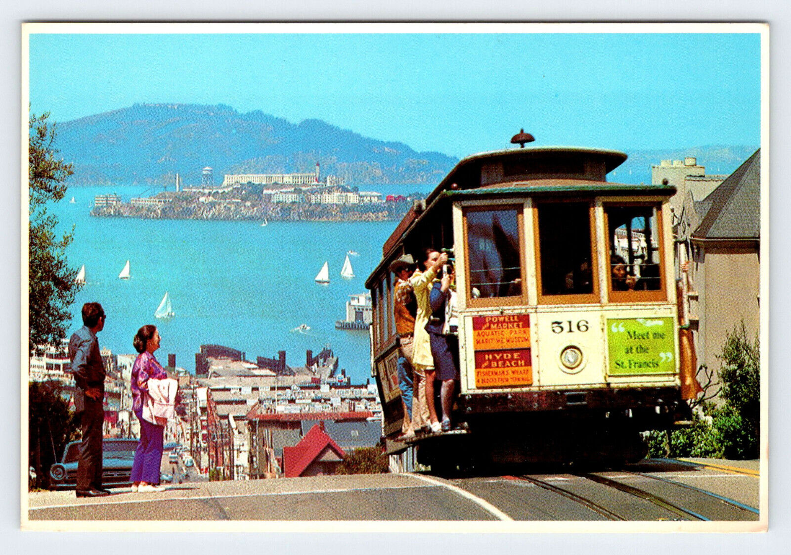 Cable Car on Hyde Street San Francisco California Vintage 4x6 Postcard OLP11