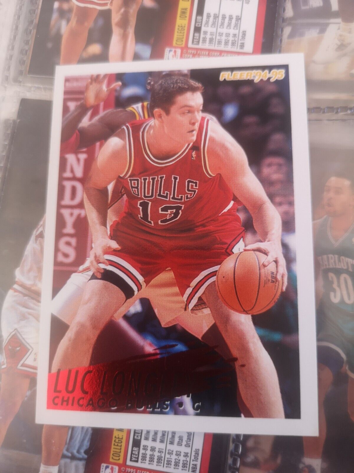 1994 1995 Chicago Bulls #35 Luc Longley Fleer Collection NBA Basketball Card