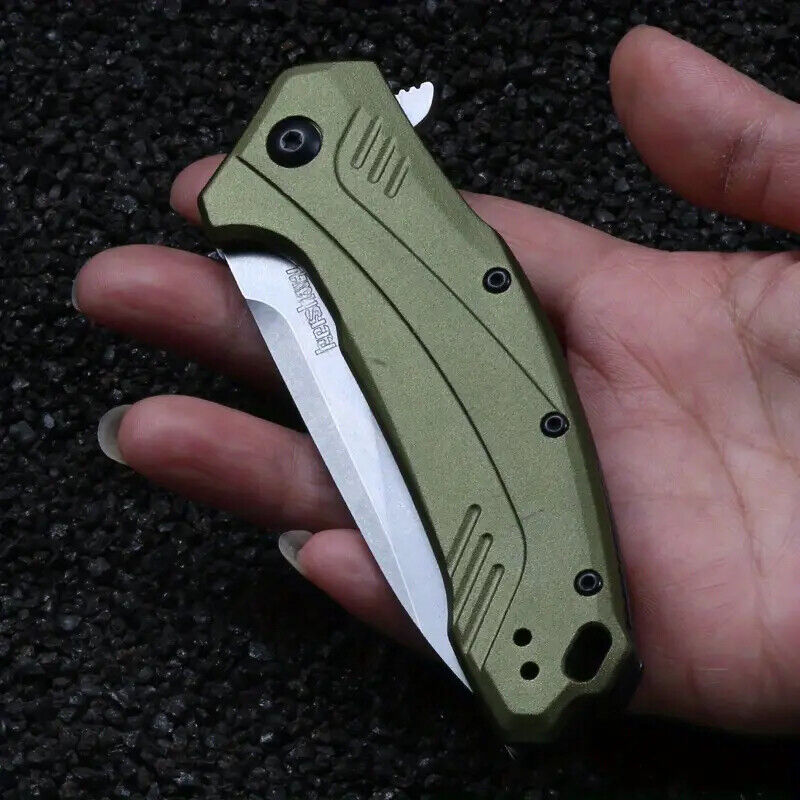 Outdoor Folding Knife, Stainless Steel Knife, Olive Green