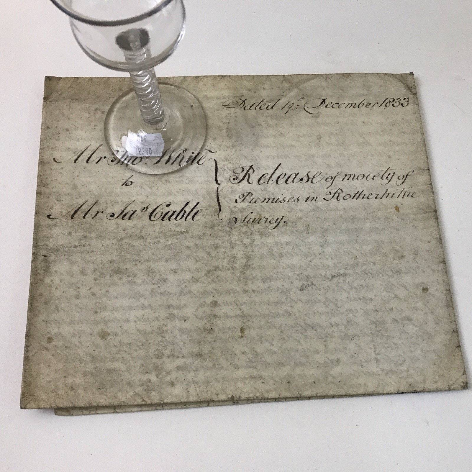 Indenture: White, Cable Of Paradise Street, Rotherhithe, Surrey 1833 #17 Indenture: White, Cable Of Paradise Street, Rotherhithe, Surrey 1833 #17