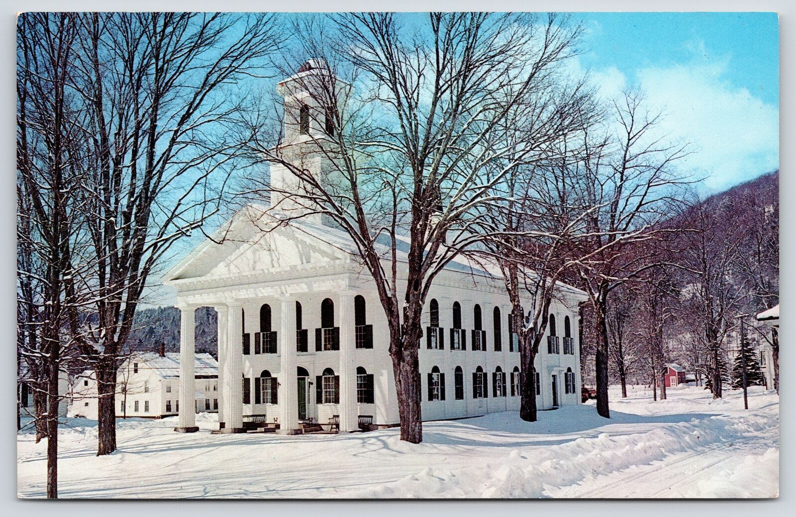 Newfane Vermont~Windham Co Courthouse in Winter~Rt 30 Lincoln Highway~1950s Pc
