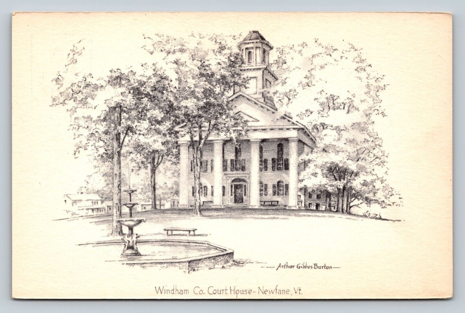 Windham County Court House in NEWFANE Vermont Vintage Postcard 0858