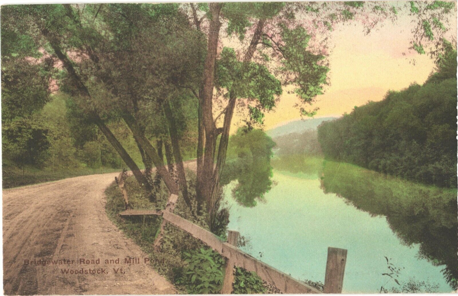 Serene View At The Bridgewater Road And Mill Pond, Woodstock, Vermont Postcard