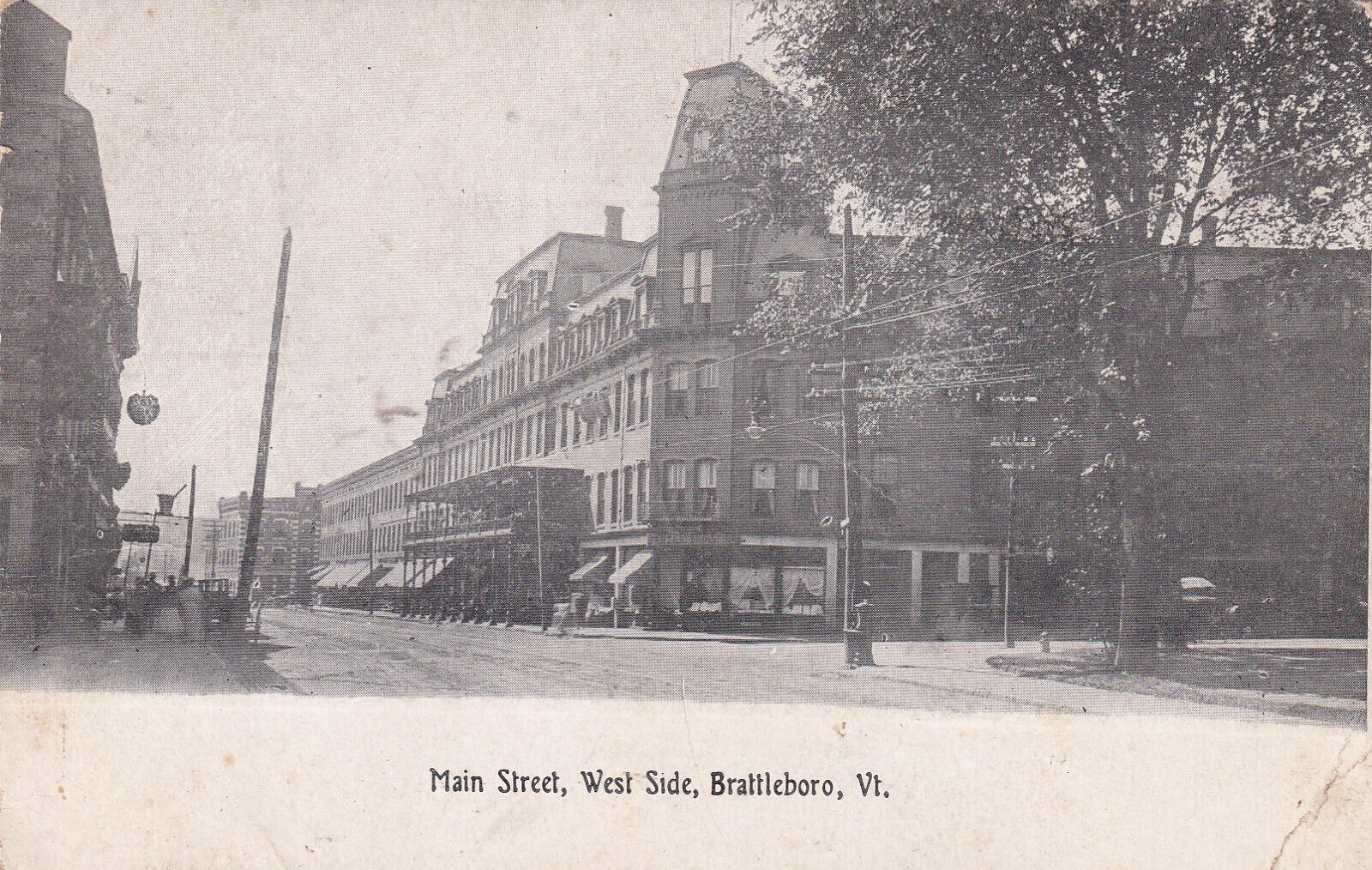 Brattleboro VT Main Street West Side Downtown 1912